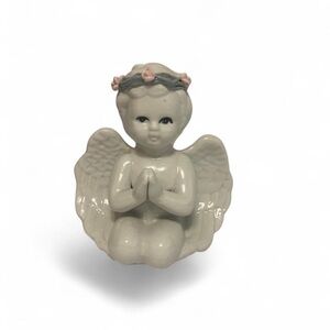 Ceramic Angel Figurine with Floral Crown